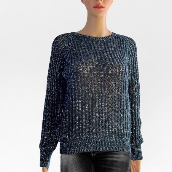 Agyness Deyn Dr. Martens Blue Metallic Knit Pullover Sweater S Cotton New Small - Picture 7 of 10